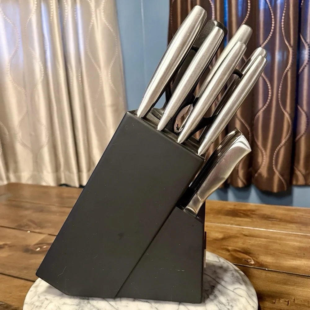 13pc Cuisinart Stainless Steel Knife Block Set Chef Culinary Kitchen Knives